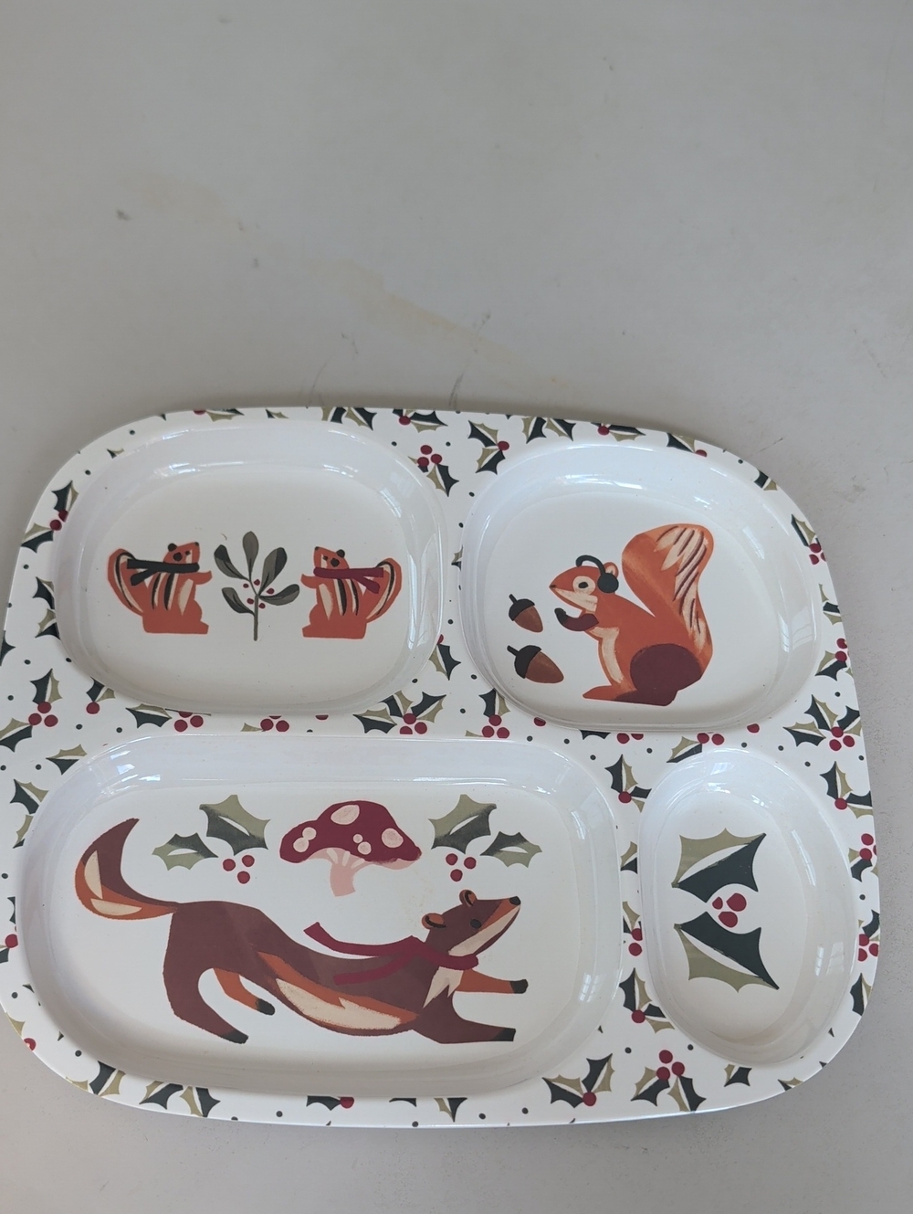 St. Nicholas Square Holiday Woodland Small Pets Feeding Tray Plate